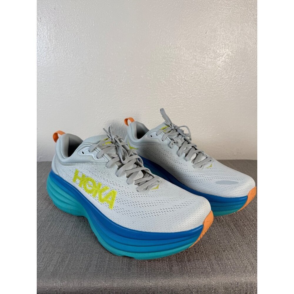 Hoka One One Bondi 8 Mens 11.5 D Ice Flow Bit Of Blue Running Shoes Walking New - Picture 1 of 14